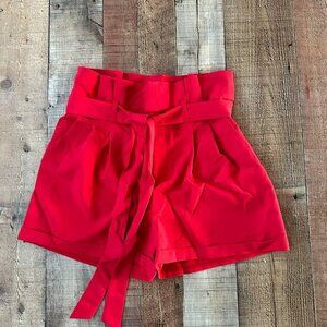 Unique 21 bright red paper bag shorts with belt women's 6